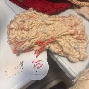 Anthropologie Chunky Knit winter headband in Cream and Pink NWT